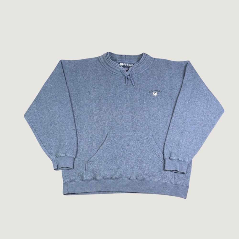 Big Dogs Mens Large Blue Heathered Mock Neck Pullover Sweatshirt Logo